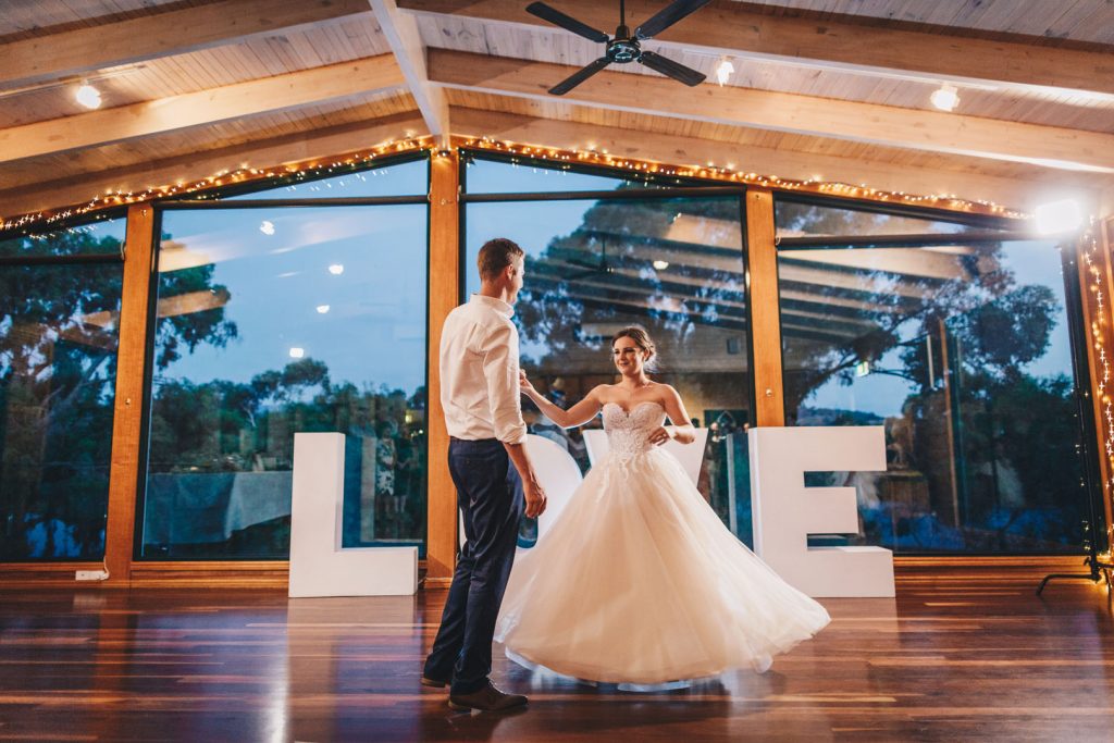 Wedding Photo of a couple dancing at the reception at Yarra Valley Estate