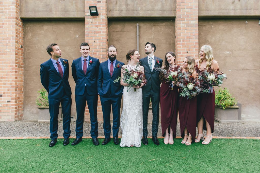 Bride and groom with their bridesmaids and groomsmen.